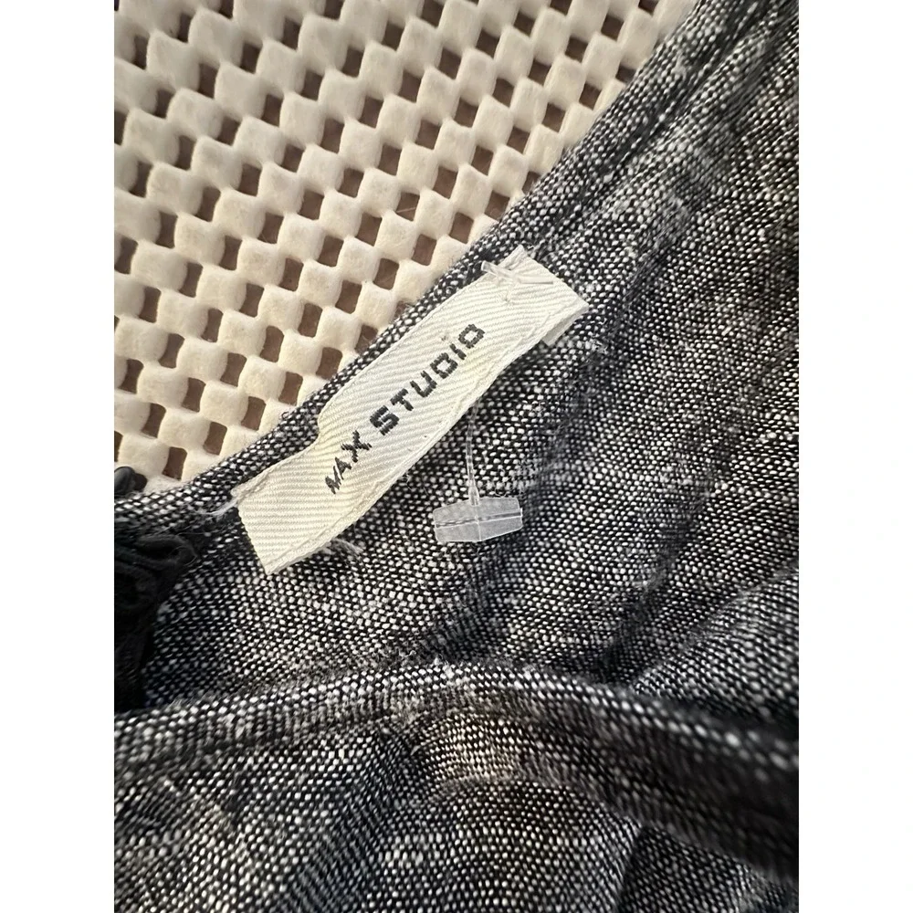 Max Studio Linen Jumpsuit Sz S Sleeveless Wide Leg Crop Heather Gray Casual Boho